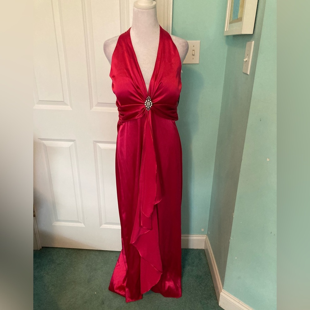 Elegant Red Halter Dress